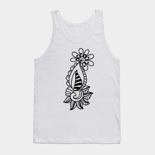 Black Flower Pattern Tank Top